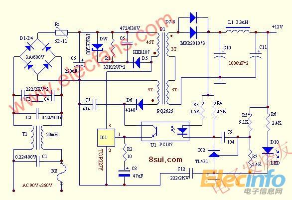 用top223做12v/24w开关电源带负载时不能正常启动