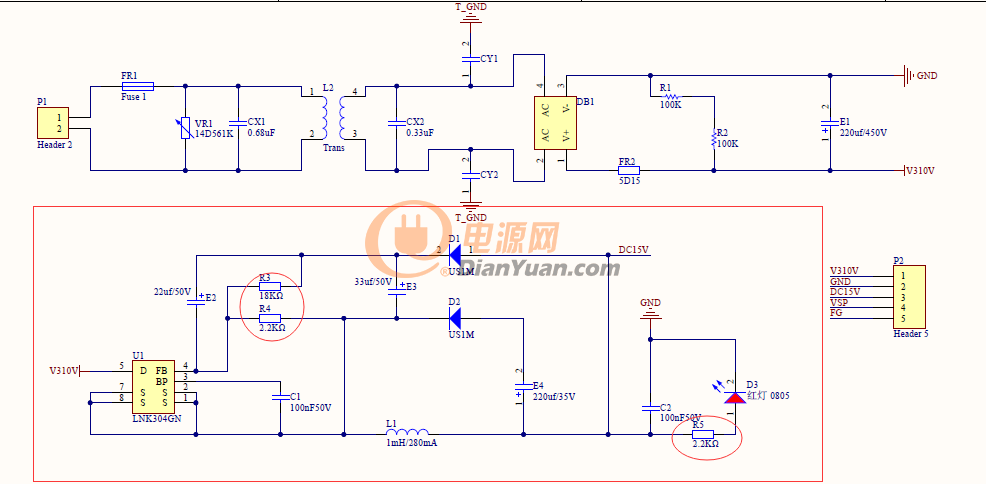 lnk304设计的开关电源