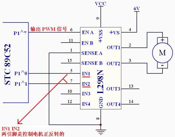 l298n 驱动电路接线问题