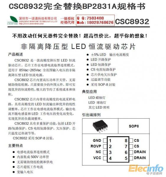 非隔离led驱动电源开路保护bp2831/bp2832助你轻易实现!