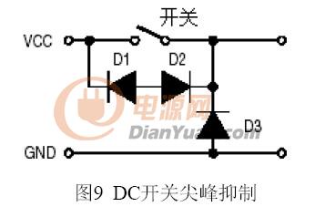 下面举例说明用二极管实现尖峰抑制. 图10是典型的变压和整流电路.