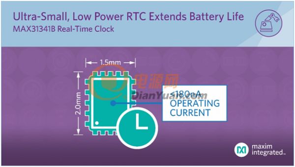 Maxim 发布最新nanoPower实时时钟，提供行业最小封装和最长电池寿命